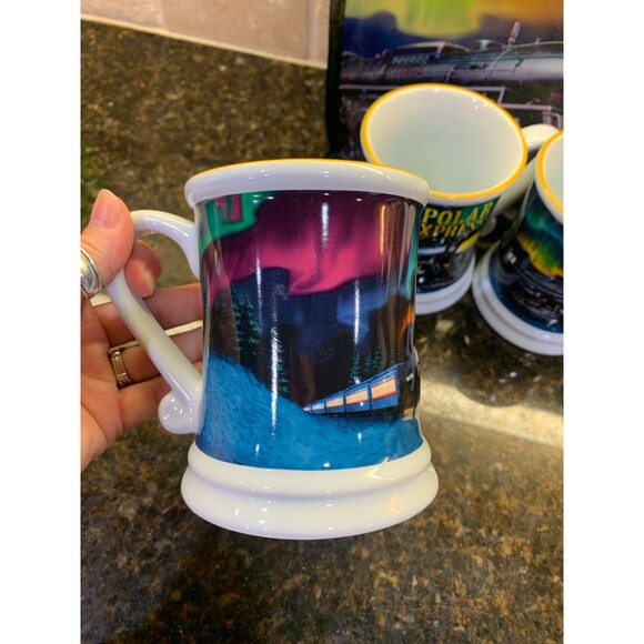 Polar Express Mugs (4) with Matching Bag NEW - Picture 4 of 6